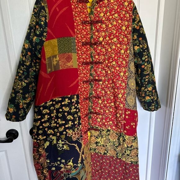 Floral Japanese Boho patchwork Cotton Coat Jacket ONE SIZE small medium large - Picture 3 of 8